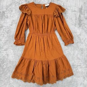 Universal Thread Dress Womens Medium Cottage Eyelet Lace Prairie Puff Sleeve New
